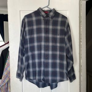 Men’s Blue Plaid Button-Down Shirt